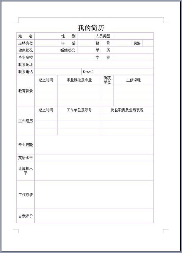 个人简历表格2019个人简历表格免费下载个人简历表格2017